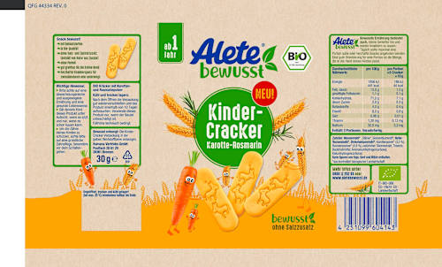 Kinderkekse Cracker Karotte-Rosmarin ab 1 Jahr Alete bewusst