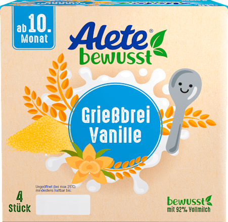 Abendbrei Grieß Vanille ab dem 10. Monat, 4x100g Alete