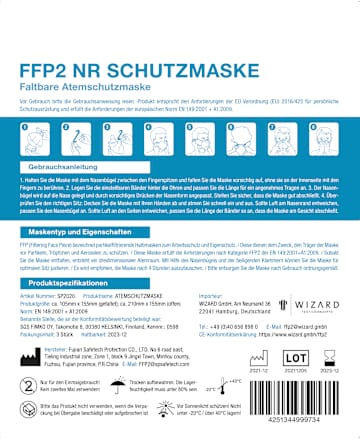 FFP2 NR Atemschutzmaske Wizard