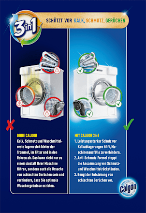 Waschmaschinenreiniger 3in1 Wasserenthärter Pulver Calgon