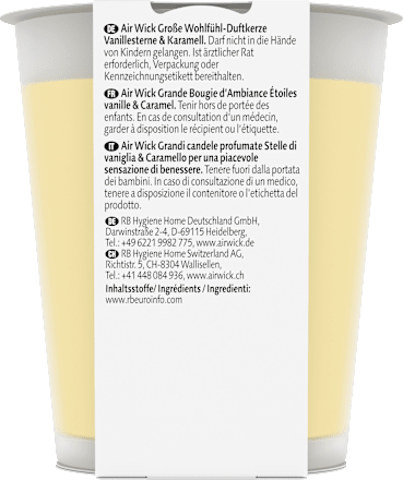 Duftkerze im Glas Vanillesterne & Karamell 220g AirWick