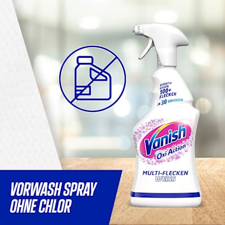 Multi-Flecken Weiß Vorwaschspray ohne Chlor Vanish Oxi Action