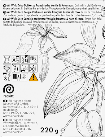 Duftkerze im Glas Vanilleschote & Kokosnuss 220g AirWick