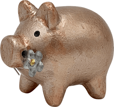 Keramikschwein mit Kleeblatt, roségold/metallic Dekorieren & Einrichten
