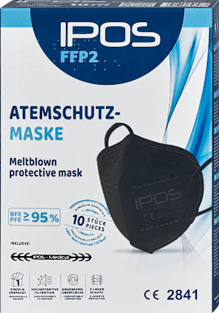 FFP2 Atemschutzmaske Schwarz IPOS