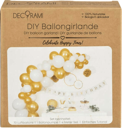 Ballongirlande DIY, weiß/gold DECORAMI