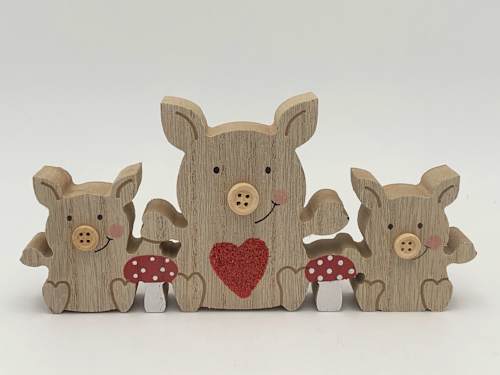 Holzaufsteller Glücksschweinchen Dekorieren & Einrichten