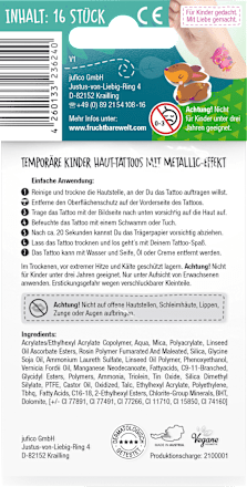 Kinder Haut-Tattoos Wunderbunt Wundervolles Waldreich FruchtBar