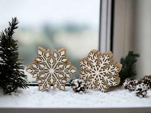 Holzschneeflocke, natur-weiß Dekorieren & Einrichten