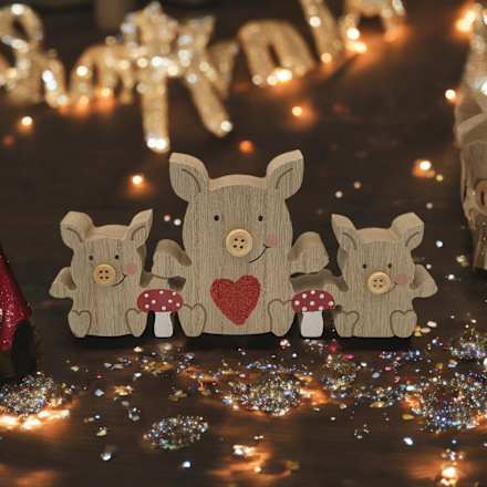 Holzaufsteller Glücksschweinchen Dekorieren & Einrichten