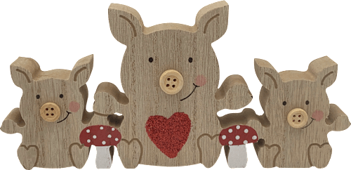 Holzaufsteller Glücksschweinchen Dekorieren & Einrichten