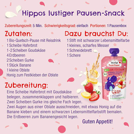 Quetschie Pausenfreund Erdbeere, Banane, Reisdrink, ab 3 Jahren FRUCHTBAR Pausenfreund