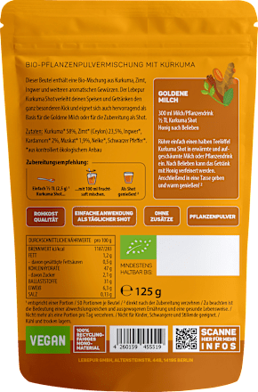 Pflanzenpulver, Kurkuma Shot Lebepur