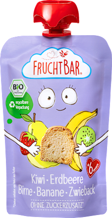 Quetschie Kiwi Erdbeere Birne Banane Zwieback ab 6 Monaten FruchtBar