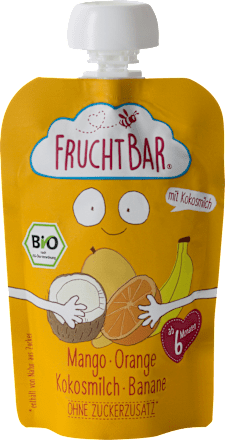 Bio-Quetschie Fruchtpüree  Mango, Orange, Kokosmilch & Banane FruchtBar