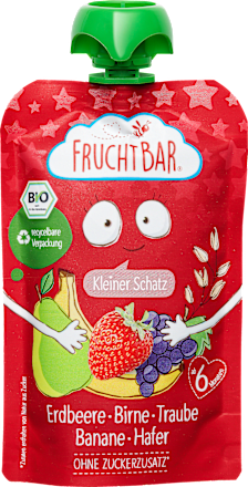 Quetschie "Kleiner Schatz" Erdbeer, Birne, Traube, Hafer, ab dem 6.Monat FruchtBar