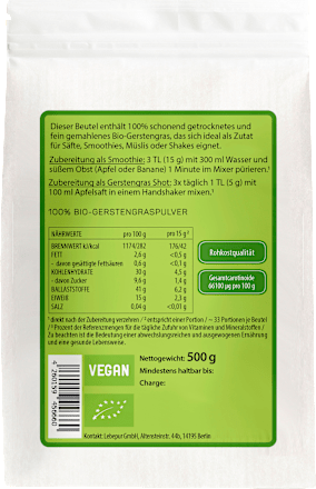 Superfood Pulver, Gerstengras Lebepur