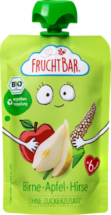 Bio gyümölcspüré alma - körte - köles 6 hónapos kortól FruchtBar