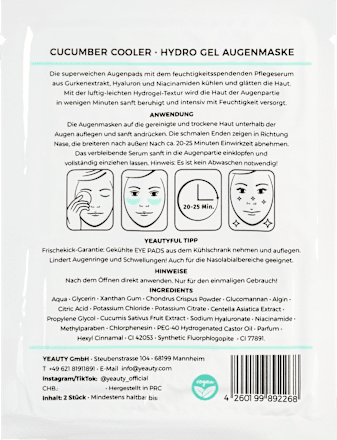 Augenpads Cucumber Cooler (1 Paar) Yeauty