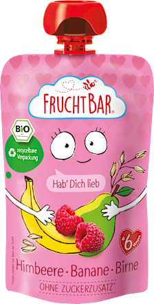 Quetschie Himbeere, Banane, Birne, Haferdrink ab 6 Monaten FruchtBar
