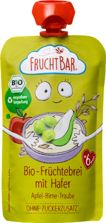 Quetschie Früchtebrei mit Hafer, Apfel, Birne, Traube ab 6 Monaten FruchtBar