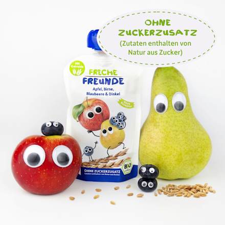 Quetschie Apfel, Birne, Blaubeere & Dinkel ab 6 Monaten Freche Freunde