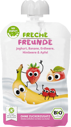 Bio Quetschie Joghurt, Banane, Erdbeere, Himbeere & Apfel Freche Freunde