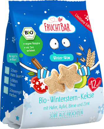 Kinderkekse Winterstern Hafer, Apfel, Birne & Zimt, ab 12 Monaten FruchtBar