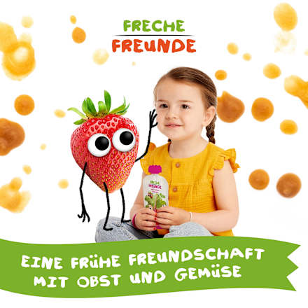 Quetschie Bio Apfel, rote Beete, Erdbeere und Himbeere ab 8 Monaten Freche Freunde