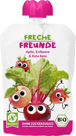 Quetschie Bio Apfel, rote Beete, Erdbeere und Himbeere ab 8 Monaten Freche Freunde