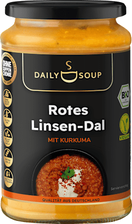 Suppe, rotes Linsen-Dal mit Kurkuma Daily Soup