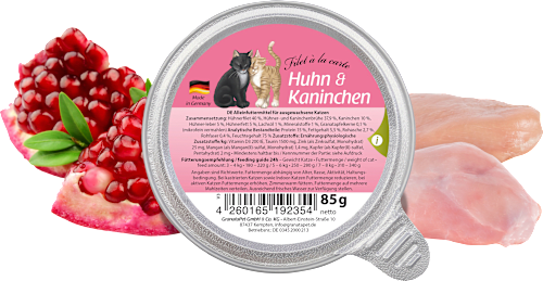 Nassfutter Katze mit Huhn & Kaninchen, Filet à la carte, Adult GranataPet