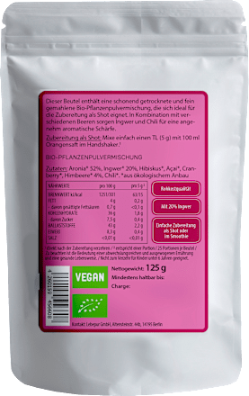 Superfood Pulver für Ingwer & Beeren Shot Lebepur