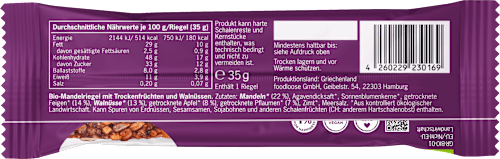 Nussriegel, "Poesie Amelie" mit Mandeln, Äpfel, Pflaumen & Zimt foodloose