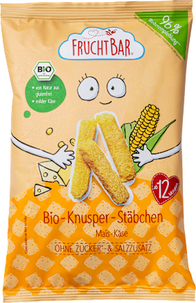 FruchtBarKindersnack Knusper-Stäbchen Mais & Käse, ab 1 Jahr, 30 g