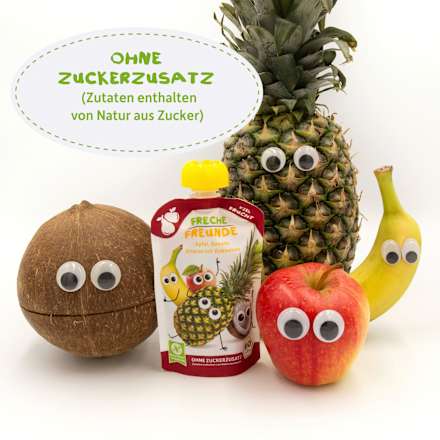 Quetschie Apfel, Banane, Ananas & Kokosnuss ab 6 Monaten Freche Freunde
