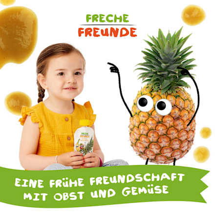 Quetschie Apfel, Banane, Ananas & Kokosnuss ab 6 Monaten Freche Freunde