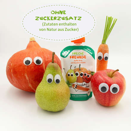 Quetschie Bio Apfel, Birne, Karotte und Kürbis ab 6 Monaten Freche Freunde