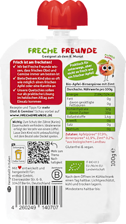 Bio Quetschie Apfel, Birne & Zimt Freche Freunde