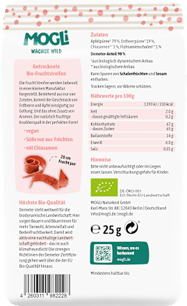 Fruchtgummi Streifen Erdbeere & Apfel, ab 3 Jahren  MOGLi