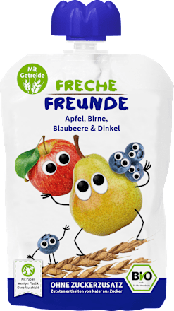 Quetschie Apfel, Birne, Blaubeere & Dinkel ab 6 Monaten Freche Freunde