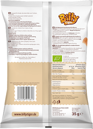 Knabbergebäck Pufuleti Banane Erdbeere ab 3 Jahren Billy Tiger