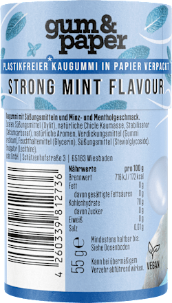 Kaugummi, Strong Mint Flavour, zuckerfrei (40 Stück) gum&paper