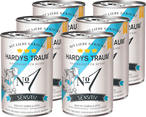 Nassfutter Hund Sensitiv mit Rind, Adult, Multipack (6x400 g) Hardys Traum