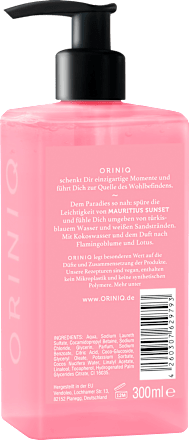 Flüssigseife Mauritius Sunset mit Kokoswasser ORINIQ