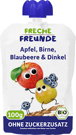 Quetschie Apfel, Birne, Blaubeere & Dinkel ab 6 Monaten Freche Freunde