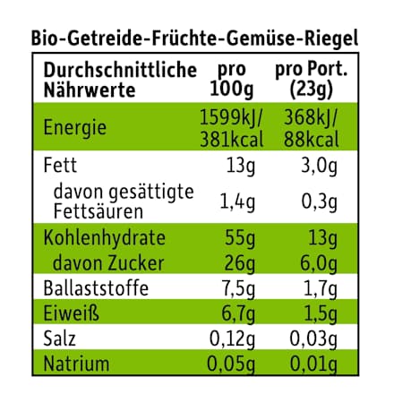 Fruchtriegel mit Getreide Apfel Karotte ab 1 Jahr, (4x23 g) Freche Freunde