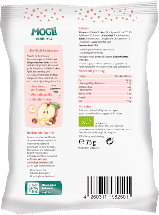 Kindersnack Apfel Müsli Stangen, ab 3 Jahren MOGLi