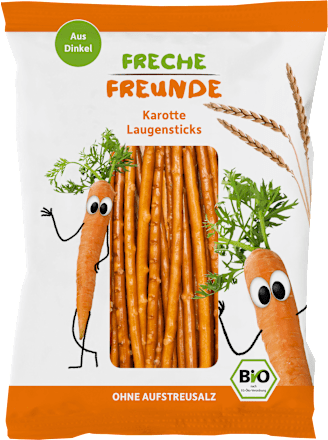 Kindersnack Freche Laugensticks mit Karotte und Dinkel ab 3 Jahren Freche Freunde