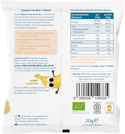 Babysnack Knusper-Ringe Hirse & Banane, ab 7 Monaten Freche Freunde